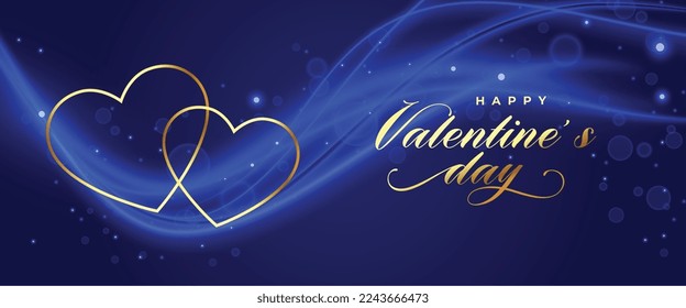 elegant valentines day love banner with soft wavy design vector 