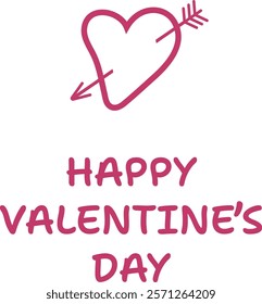 Elegant Valentines Day vector design with heart and arrow, love symbols, festive typography.