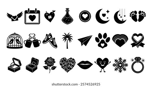 Elegant Valentine's icon pack editable illustration