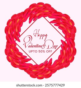 Elegant Valentins Day, February 14th Valentines Day Sale Banner Featuring Round Heart Shapes Design. Ideal for sales, promotions, and special offers for lovers and couples. Valentines Design View