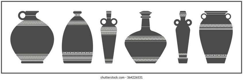 Elegant vases silhouettes on white background can be used for your creative designs.