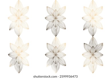 Elegant vector art deco Gold Abstract flowers seamless pattern, Luxury wallpaper print template design isolated transparent background. Tropical line plant foliage pattern. EPS 10