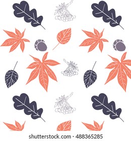 Elegant Vector Autumn Foliage Pattern. Fall leaves Background.