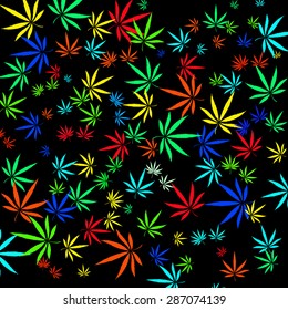 Elegant vector background in abstract style with colorful Marijuana leaves