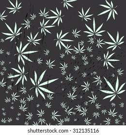 Elegant vector background in abstract style with Cannabis leaves and scratches