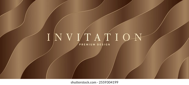 Elegant vector background with chocolate waves and gradient. Premium luxury iridescent 3d background for cards, invitation, poster, flyer, wedding card, luxe invite, prestigious voucher, cover design.