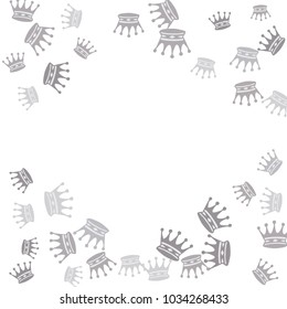 Elegant vector background with colored crowns. Simple gentle template for the card, invitation, printing. Fashionable decoration with beautiful crowns.
