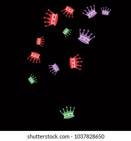 Elegant vector background with colored crowns. Simple gentle template for the card, invitation, printing. Fashionable decoration with beautiful crowns.
