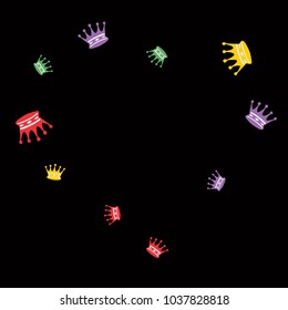 Elegant vector background with colored crowns. Simple gentle template for the card, invitation, printing. Fashionable decoration with beautiful crowns.
