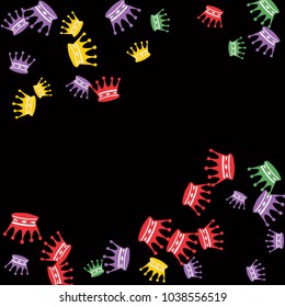 Elegant vector background with colored crowns. Simple gentle template for the card, invitation, printing. Fashionable decoration with beautiful crowns.
