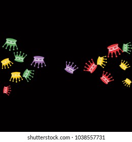 Elegant vector background with colored crowns. Simple gentle template for the card, invitation, printing. Fashionable decoration with beautiful crowns.
