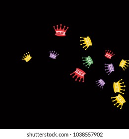 Elegant vector background with colored crowns. Simple gentle template for the card, invitation, printing. Fashionable decoration with beautiful crowns.
