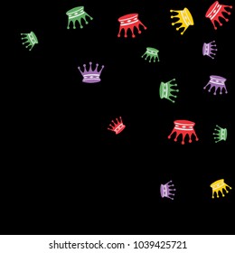 Elegant vector background with colored crowns. Simple gentle template for the card, invitation, printing. Fashionable decoration with beautiful crowns.
