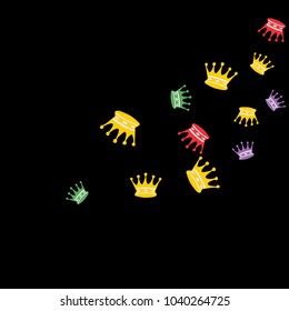Elegant vector background with colored crowns. Simple gentle template for the card, invitation, printing. Fashionable decoration with beautiful crowns.
