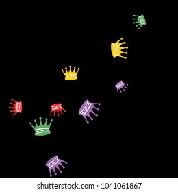 Elegant vector background with colored crowns. Simple gentle template for the card, invitation, printing. Fashionable decoration with beautiful crowns.
