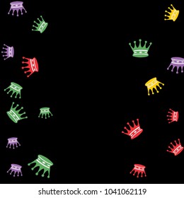 Elegant vector background with colored crowns. Simple gentle template for the card, invitation, printing. Fashionable decoration with beautiful crowns.
