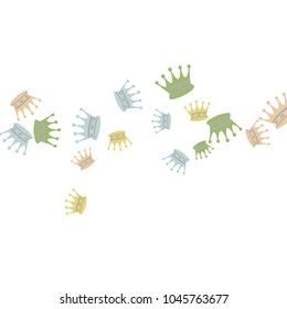 Elegant vector background with colored crowns. Simple gentle template for the card, invitation, printing. Fashionable decoration with beautiful crowns.
