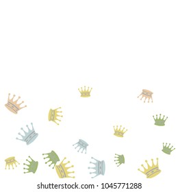 Elegant vector background with colored crowns. Simple gentle template for the card, invitation, printing. Fashionable decoration with beautiful crowns.
