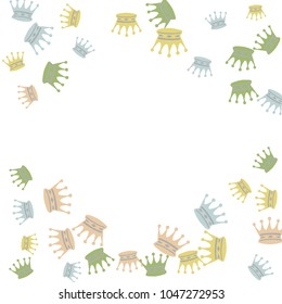 Elegant vector background with colored crowns. Simple gentle template for the card, invitation, printing. Fashionable decoration with beautiful crowns.
