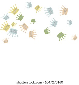 Elegant vector background with colored crowns. Simple gentle template for the card, invitation, printing. Fashionable decoration with beautiful crowns.

