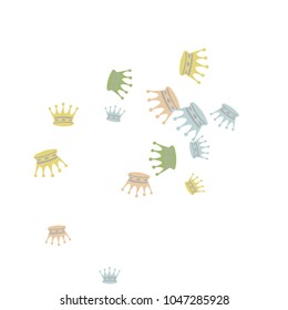 Elegant vector background with colored crowns. Simple gentle template for the card, invitation, printing. Fashionable decoration with beautiful crowns.
