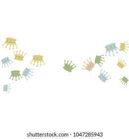 Elegant vector background with colored crowns. Simple gentle template for the card, invitation, printing. Fashionable decoration with beautiful crowns.
