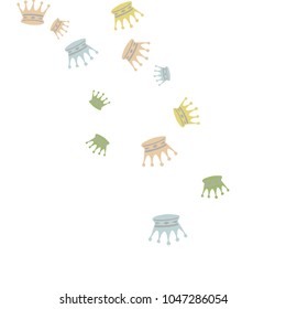 Elegant vector background with colored crowns. Simple gentle template for the card, invitation, printing. Fashionable decoration with beautiful crowns.

