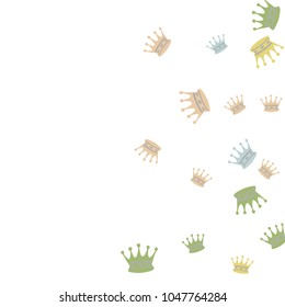 Elegant vector background with colored crowns. Simple gentle template for the card, invitation, printing. Fashionable decoration with beautiful crowns.
