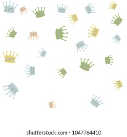 Elegant vector background with colored crowns. Simple gentle template for the card, invitation, printing. Fashionable decoration with beautiful crowns.
