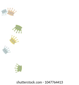 Elegant vector background with colored crowns. Simple gentle template for the card, invitation, printing. Fashionable decoration with beautiful crowns.
