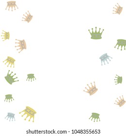 Elegant vector background with colored crowns. Simple gentle template for the card, invitation, printing. Fashionable decoration with beautiful crowns.
