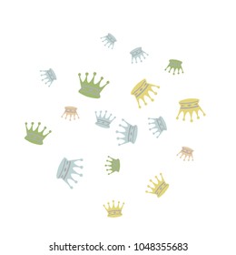Elegant vector background with colored crowns. Simple gentle template for the card, invitation, printing. Fashionable decoration with beautiful crowns.

