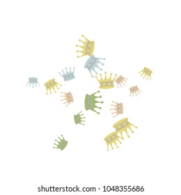 Elegant vector background with colored crowns. Simple gentle template for the card, invitation, printing. Fashionable decoration with beautiful crowns.
