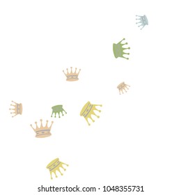 Elegant vector background with colored crowns. Simple gentle template for the card, invitation, printing. Fashionable decoration with beautiful crowns.
