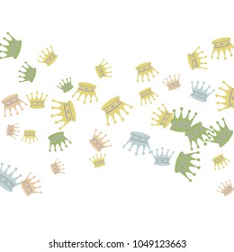 Elegant vector background with colored crowns. Simple gentle template for the card, invitation, printing. Fashionable decoration with beautiful crowns.
