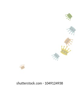 Elegant vector background with colored crowns. Simple gentle template for the card, invitation, printing. Fashionable decoration with beautiful crowns.
