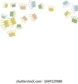 Elegant vector background with colored crowns. Simple gentle template for the card, invitation, printing. Fashionable decoration with beautiful crowns.
