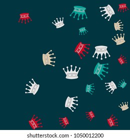 Elegant vector background with colored crowns. Simple gentle template for the card, invitation, printing. Fashionable decoration with beautiful crowns.

