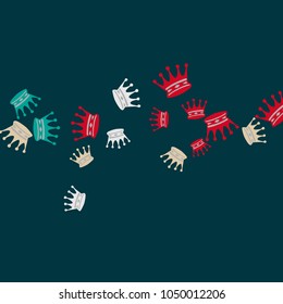 Elegant vector background with colored crowns. Simple gentle template for the card, invitation, printing. Fashionable decoration with beautiful crowns.
