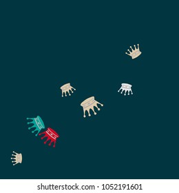 Elegant vector background with colored crowns. Simple gentle template for the card, invitation, printing. Fashionable decoration with beautiful crowns.

