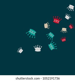 Elegant vector background with colored crowns. Simple gentle template for the card, invitation, printing. Fashionable decoration with beautiful crowns.
