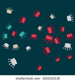 Elegant vector background with colored crowns. Simple gentle template for the card, invitation, printing. Fashionable decoration with beautiful crowns.
