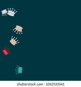 Elegant vector background with colored crowns. Simple gentle template for the card, invitation, printing. Fashionable decoration with beautiful crowns.
