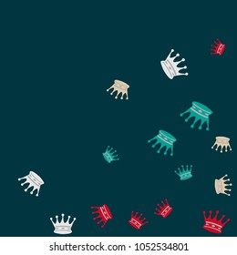 Elegant vector background with colored crowns. Simple gentle template for the card, invitation, printing. Fashionable decoration with beautiful crowns.
