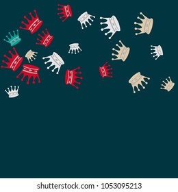 Elegant vector background with colored crowns. Simple gentle template for the card, invitation, printing. Fashionable decoration with beautiful crowns.
