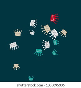 Elegant vector background with colored crowns. Simple gentle template for the card, invitation, printing. Fashionable decoration with beautiful crowns.
