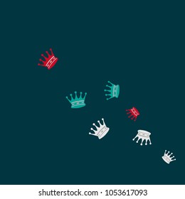 Elegant vector background with colored crowns. Simple gentle template for the card, invitation, printing. Fashionable decoration with beautiful crowns.
