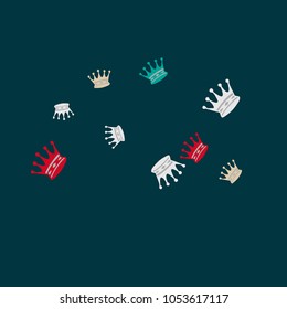 Elegant vector background with colored crowns. Simple gentle template for the card, invitation, printing. Fashionable decoration with beautiful crowns.

