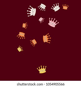 Elegant vector background with colored crowns. Simple gentle template for the card, invitation, printing. Fashionable decoration with beautiful crowns.
