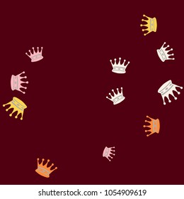Elegant vector background with colored crowns. Simple gentle template for the card, invitation, printing. Fashionable decoration with beautiful crowns.

